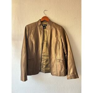 Style & Co Metallic Leather Jacket